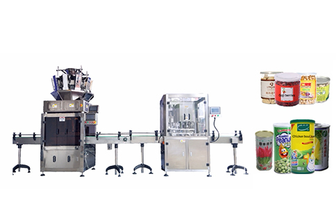 Combined weighing type filling and sealing production line