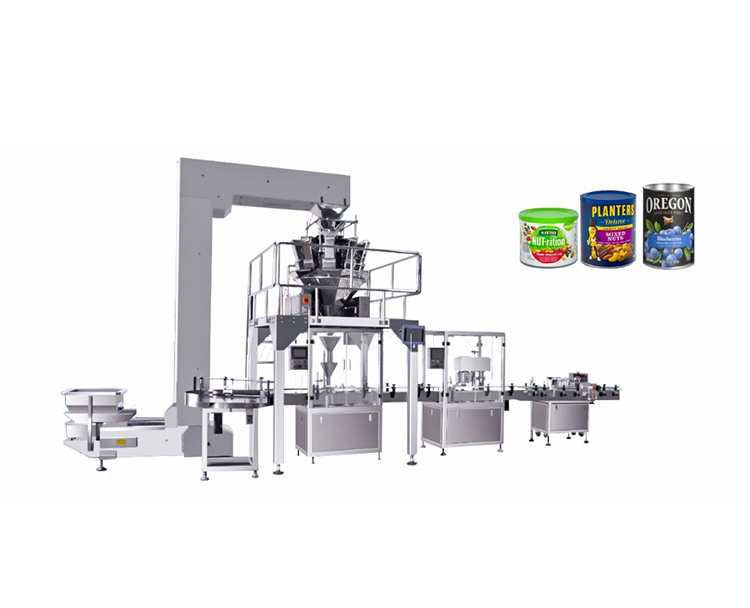 Combined weighing type filling and sealing production line